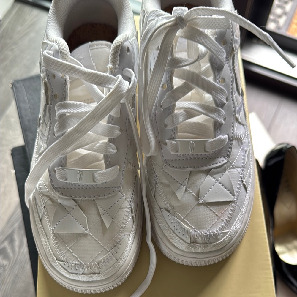 NIKE Air Force 1 White Quilted Sneakers Billy ellish